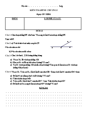 Kiểm tra Hình học 6 - Chương I